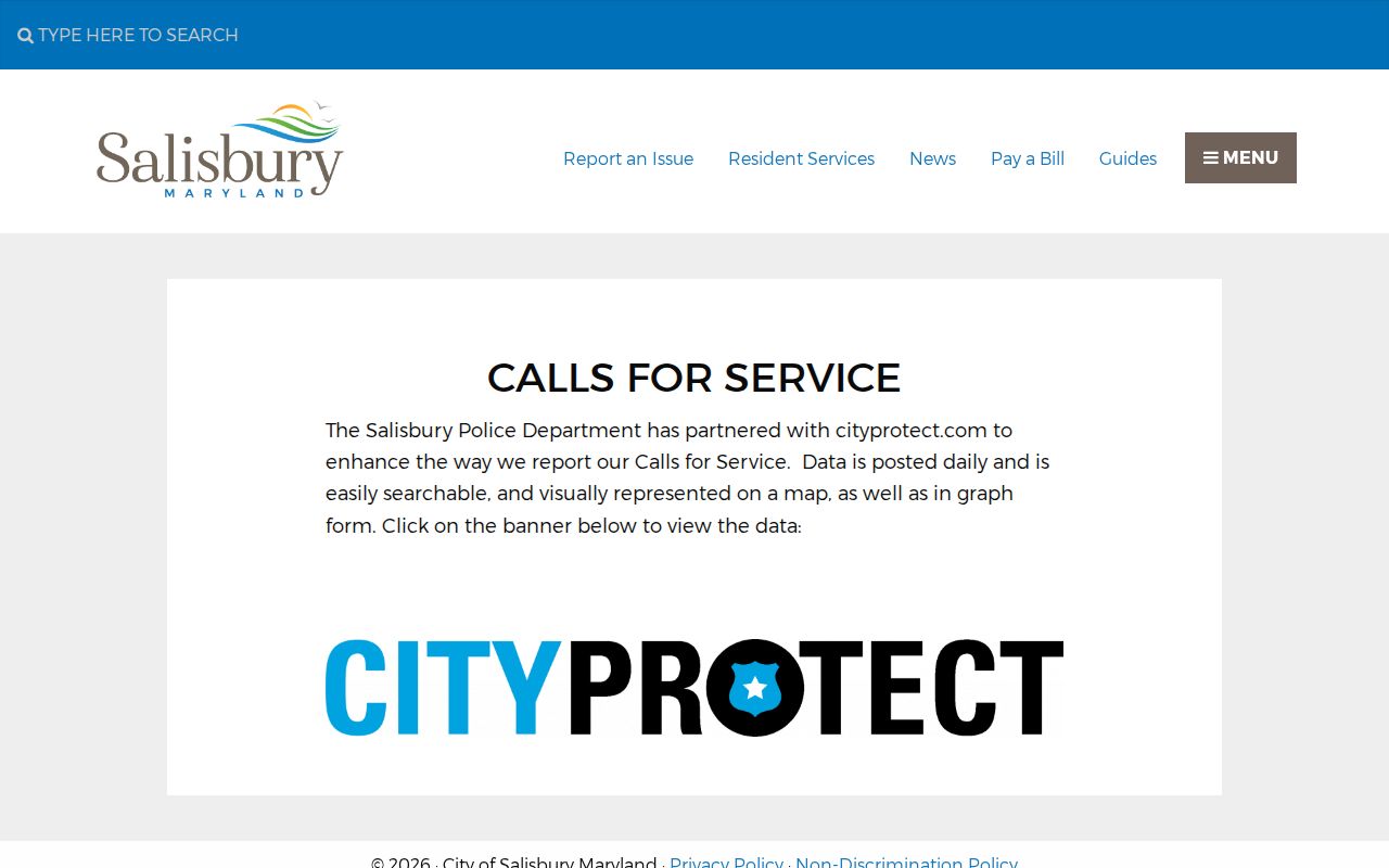 Salisbury police calls for service incident record map