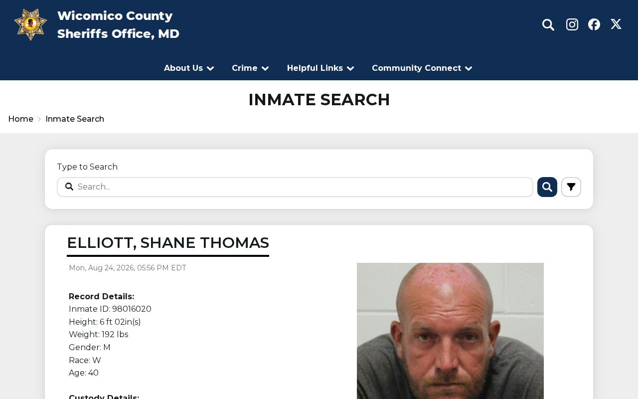 Wicomico County Detention Center official inmate and booking record search